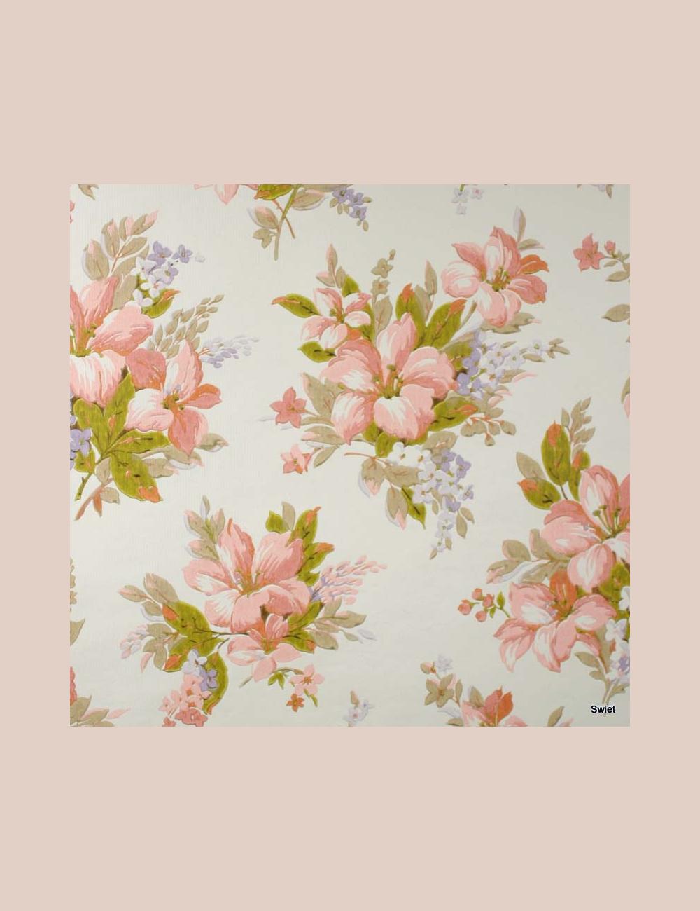 Vintage roze bloemenbehang