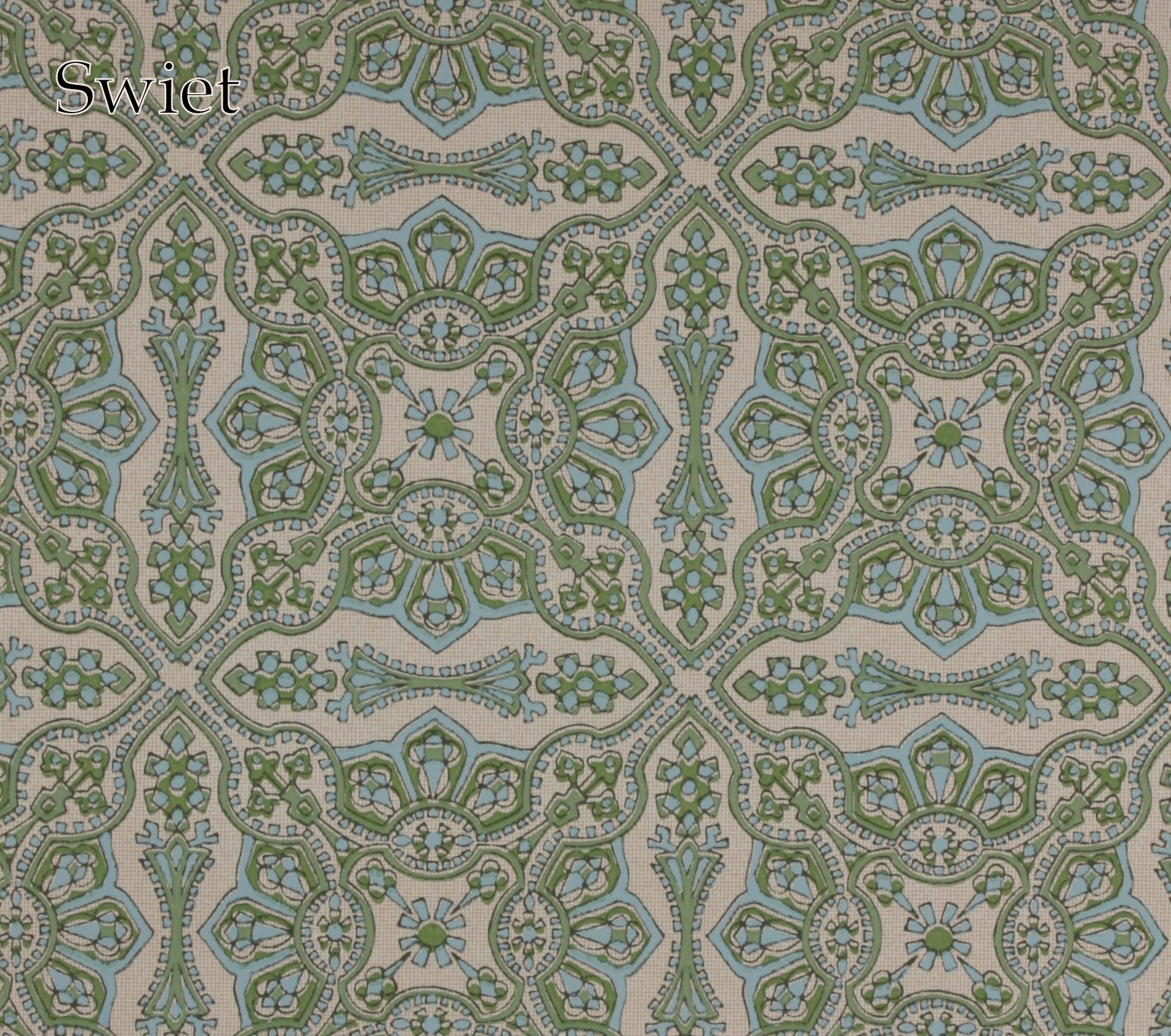 Tegeltjes stijl groen  blauw behang