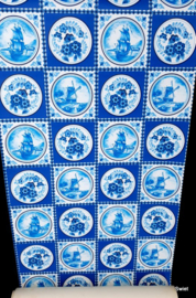 Delfst blauw behang