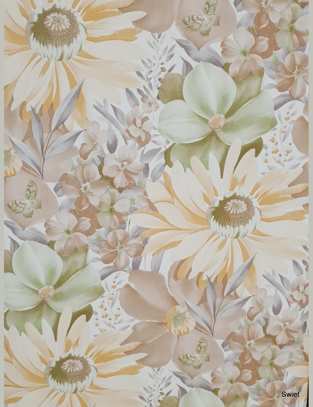 70s bloemen + vlinders
