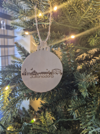 Houten kerstbal - skyline