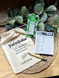 Yahtzee Spel met Tekst "Yatzikidee"