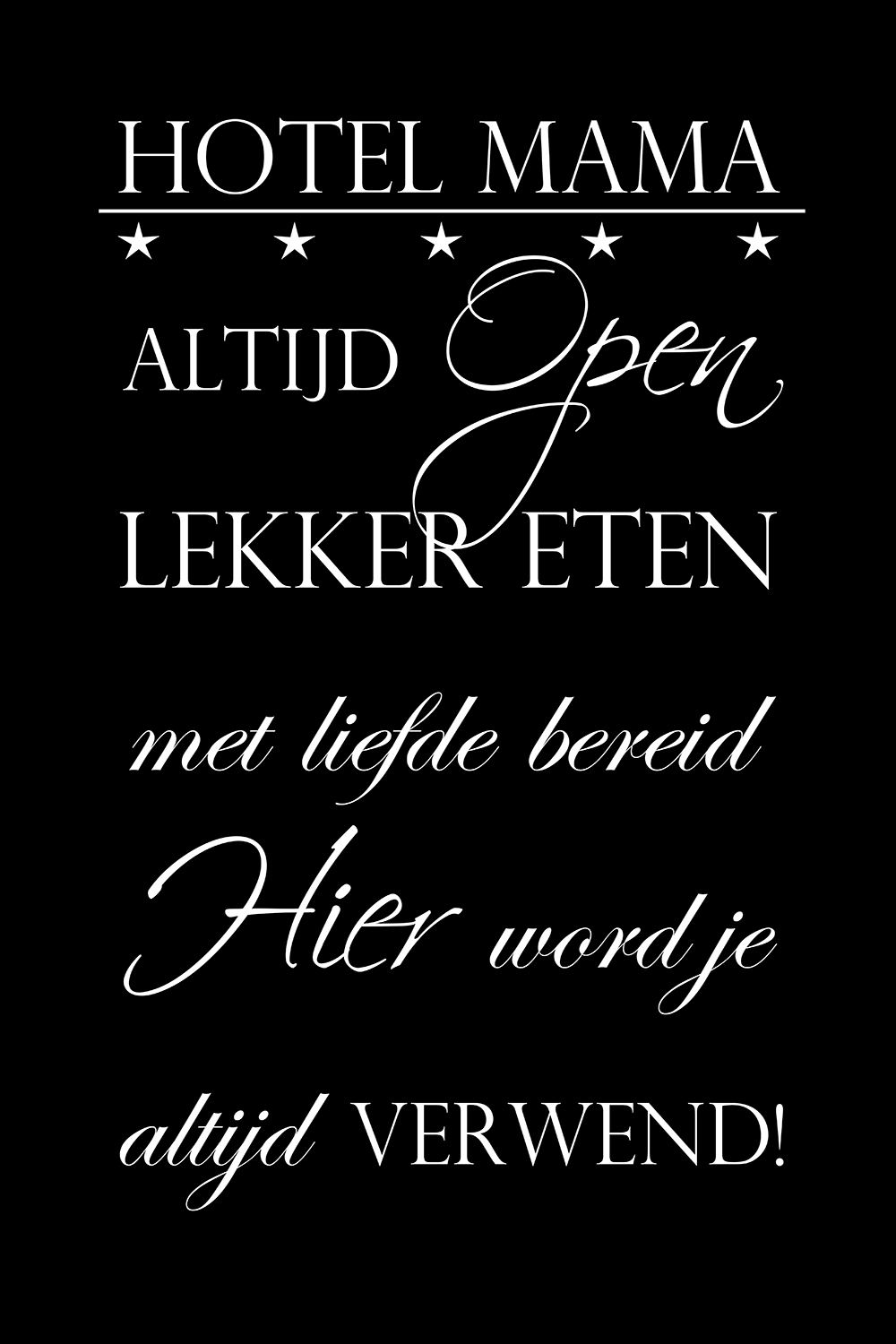Hotel Mama op canvas zwart