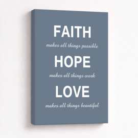 Tekst op canvas mistblauw