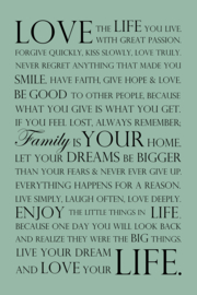 Love your life op canvas groen