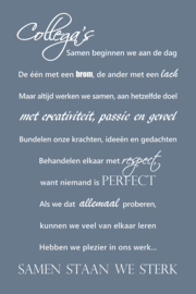 Tekst op canvas mistblauw