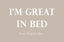 I'm great in bed op canvas