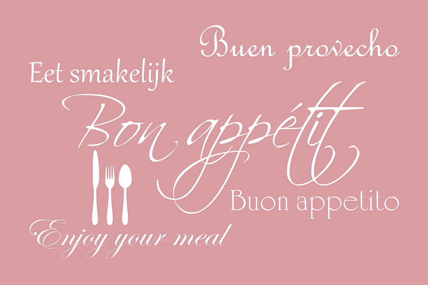 Bon appétit op canvas roze