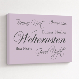 Tekst op canvas lichtpaars