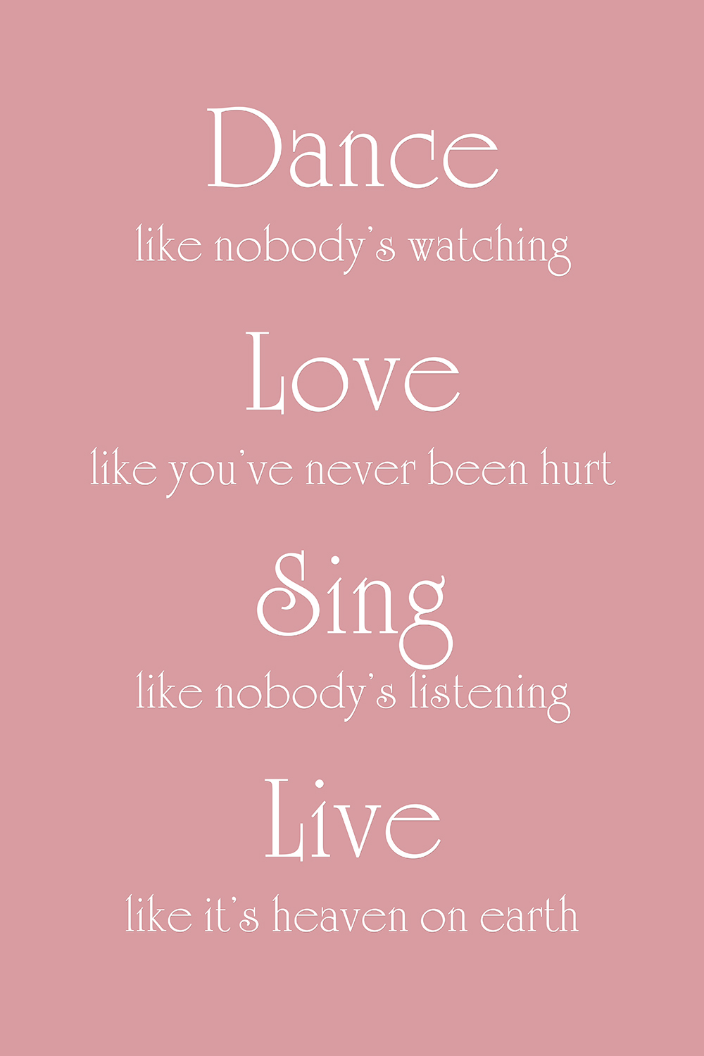 Dance Love Sing Live op canvas roze