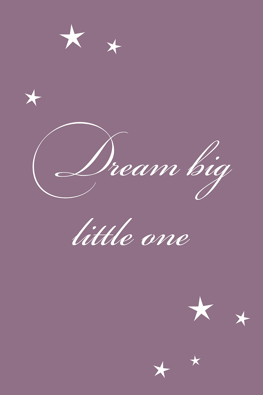 Dream big little one op canvas paars