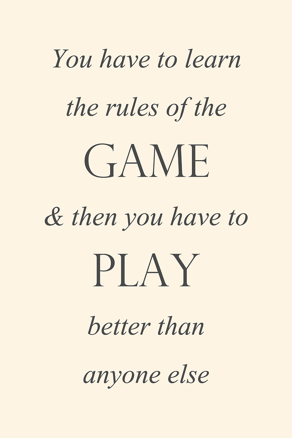 Rules of the game op canvas wit