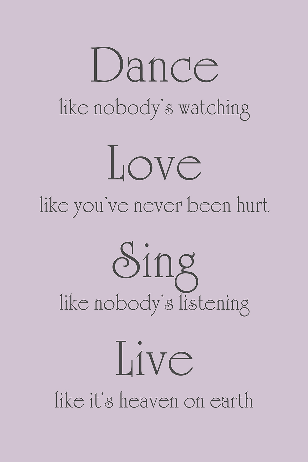 Dance Love Sing Live op canvas paars