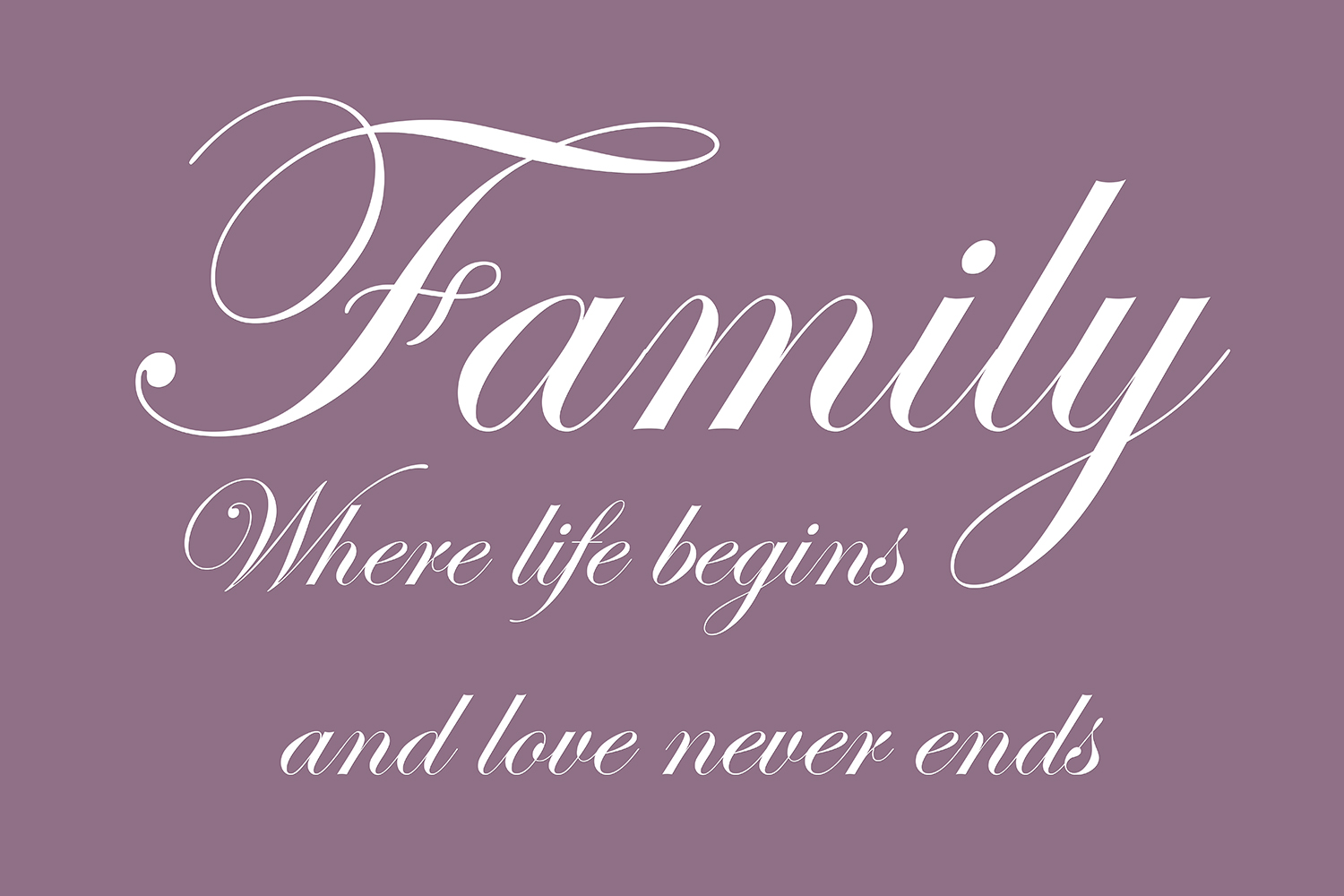 Family where life begins op canvas paars