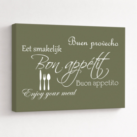 Tekst op canvas olijfgroen