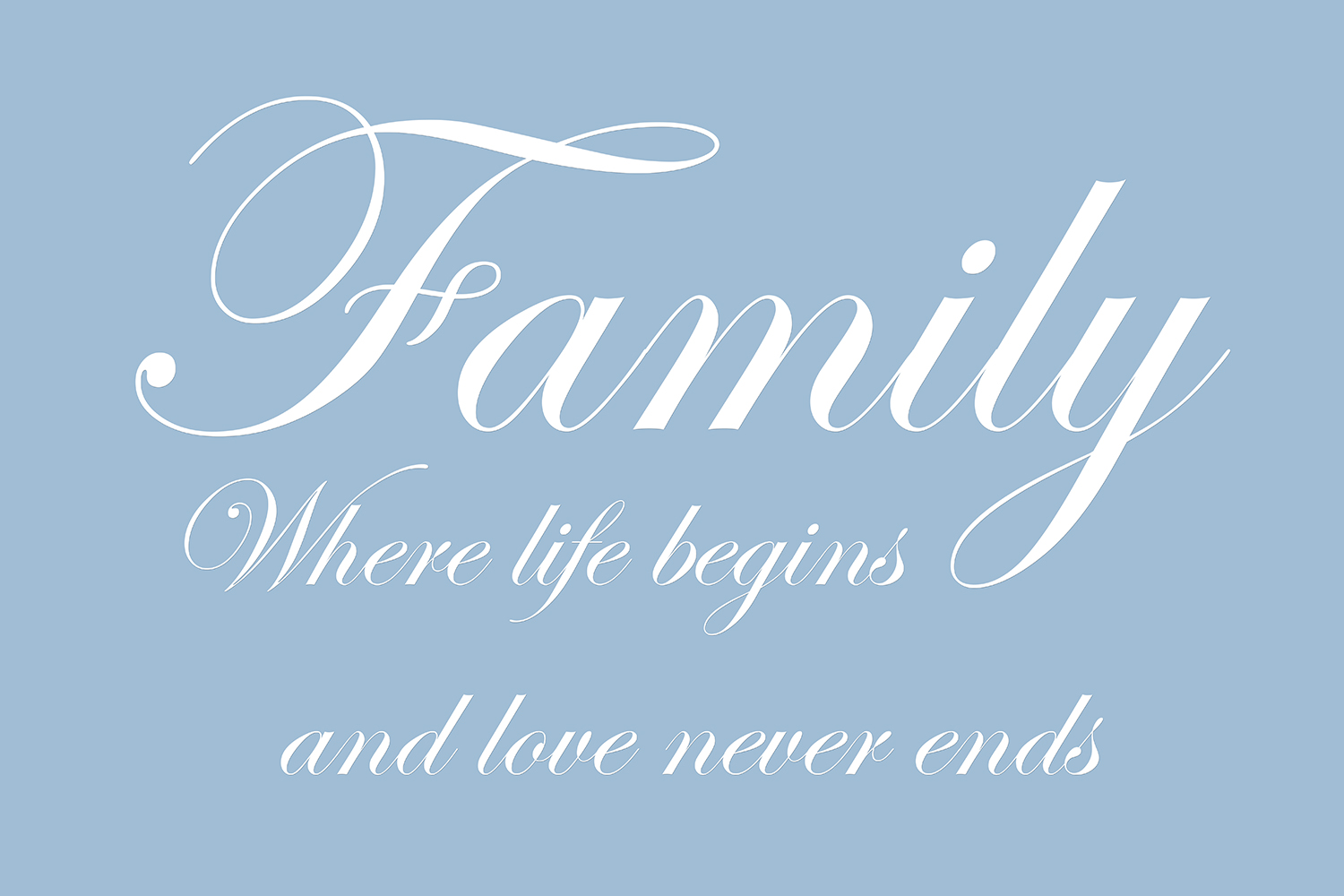 Family where life begins op canvas blauw