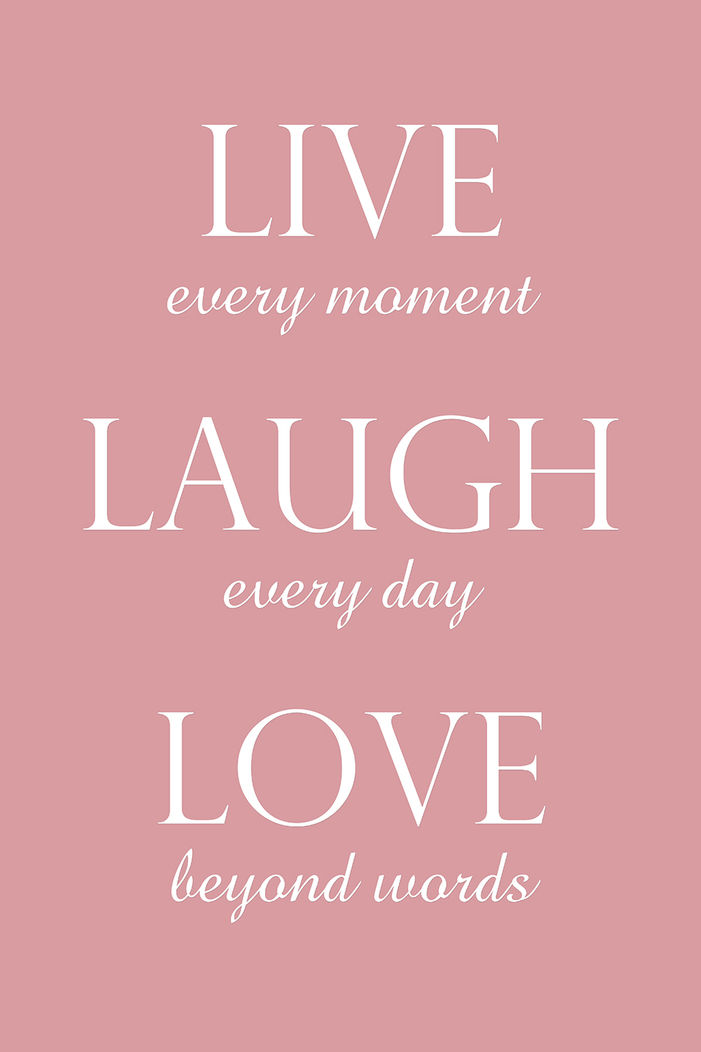 Live laugh love op canvas roze