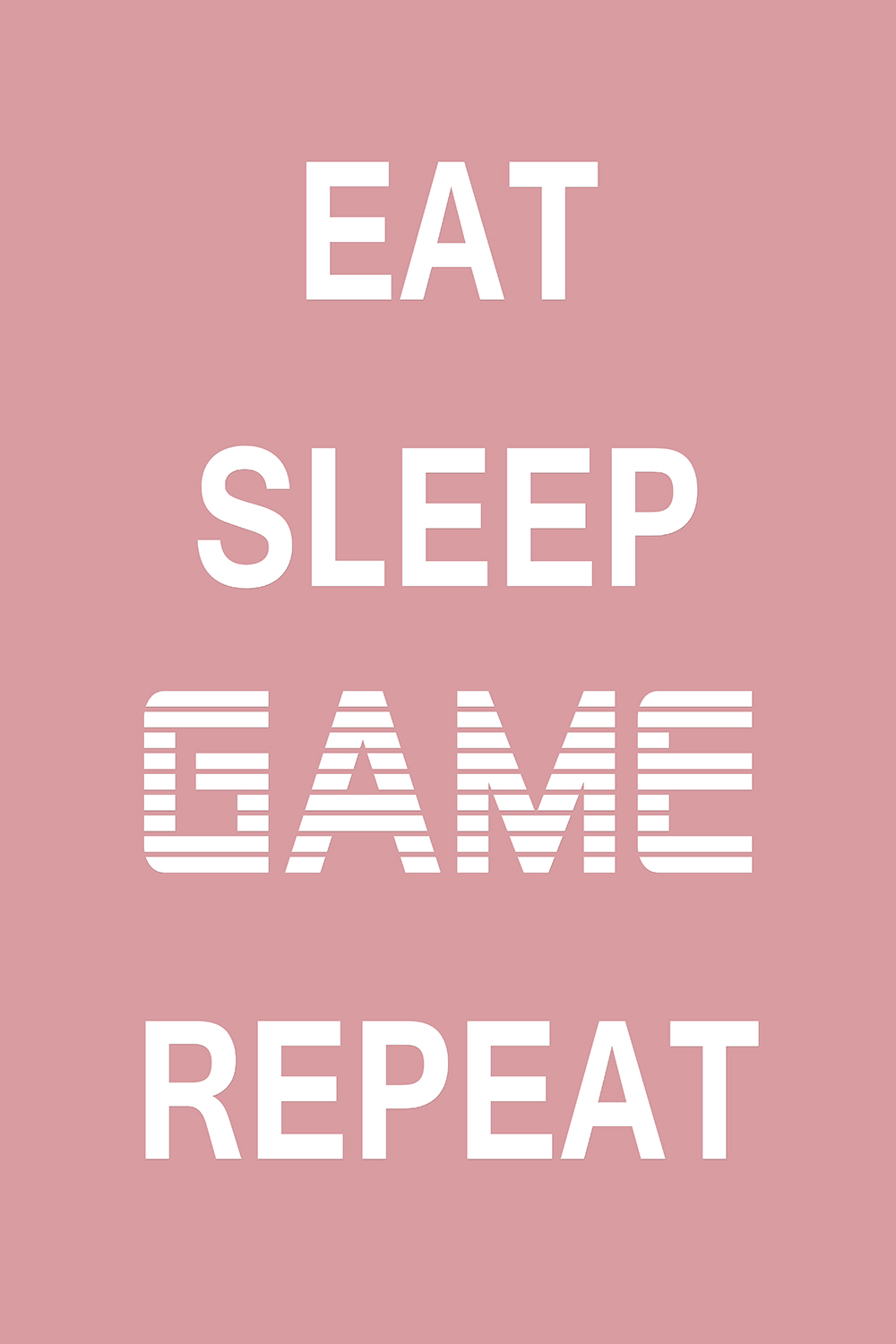 Eat Sleep Game Repeat op canvas roze