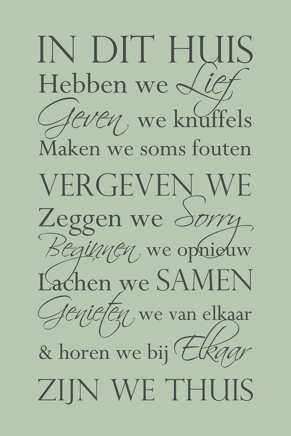 In dit huis op canvas groen