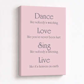 Tekst op canvas lichtroze