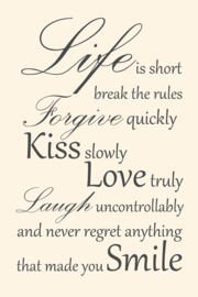 Tekst op canvas crème wit