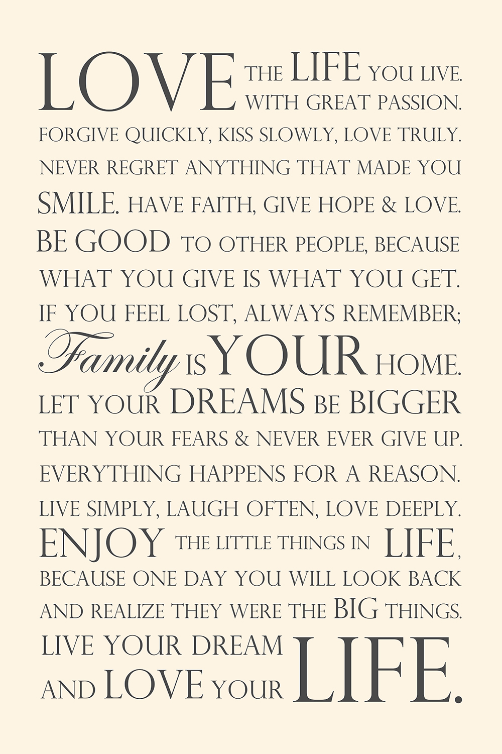 Love your life op canvas wit
