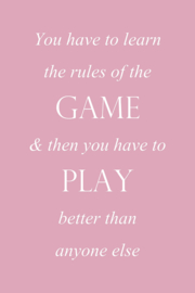 Rules of the game op canvas roze