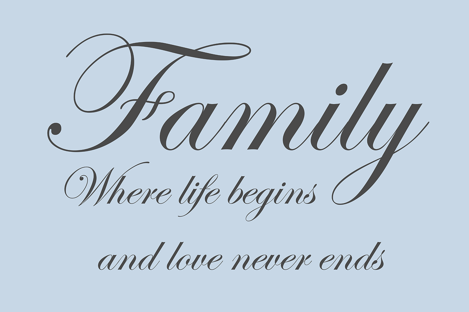 Family where life begins op canvas blauw