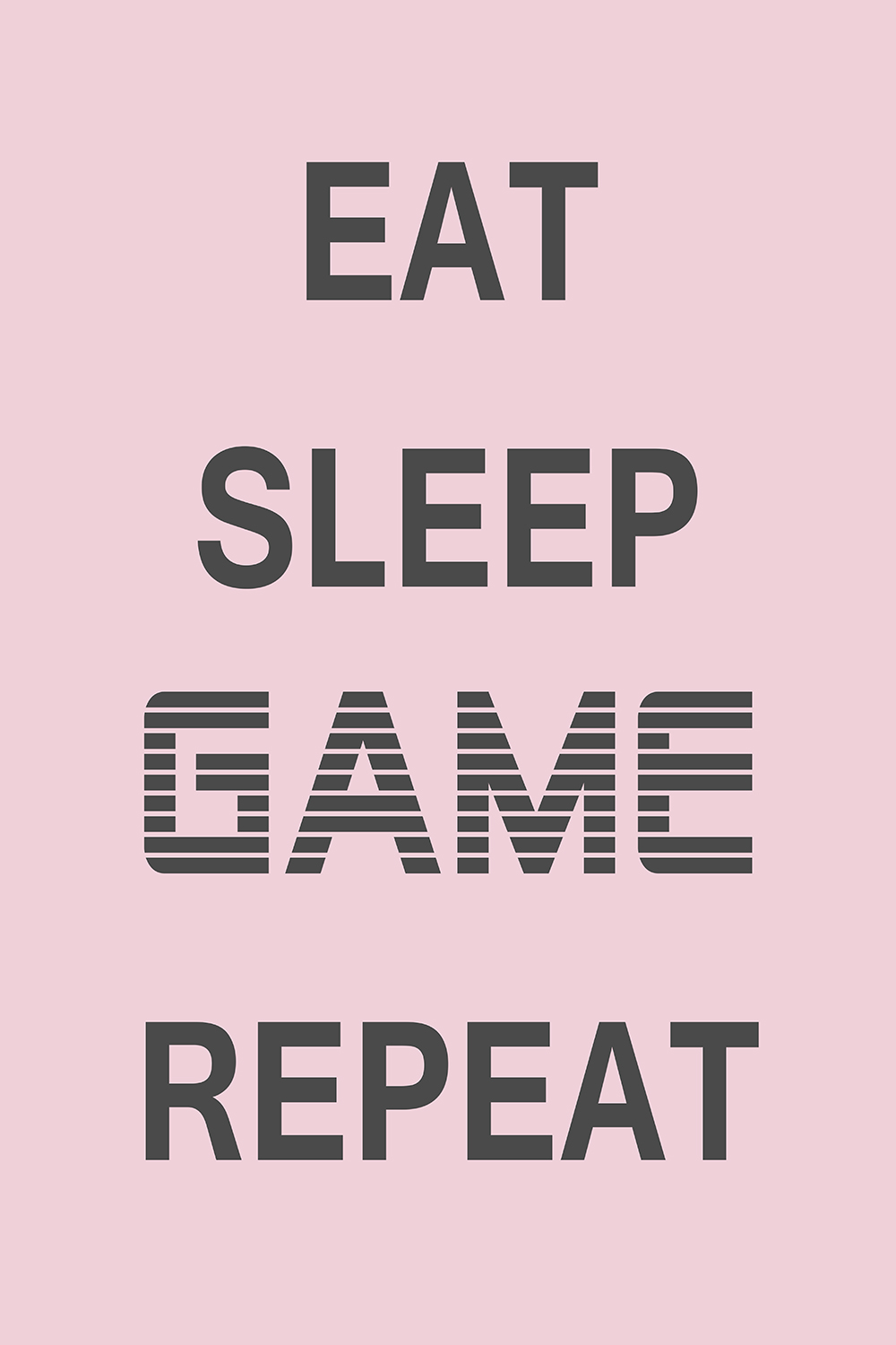 Eat Sleep Game Repeat op canvas roze