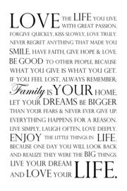 Love your life op canvas wit