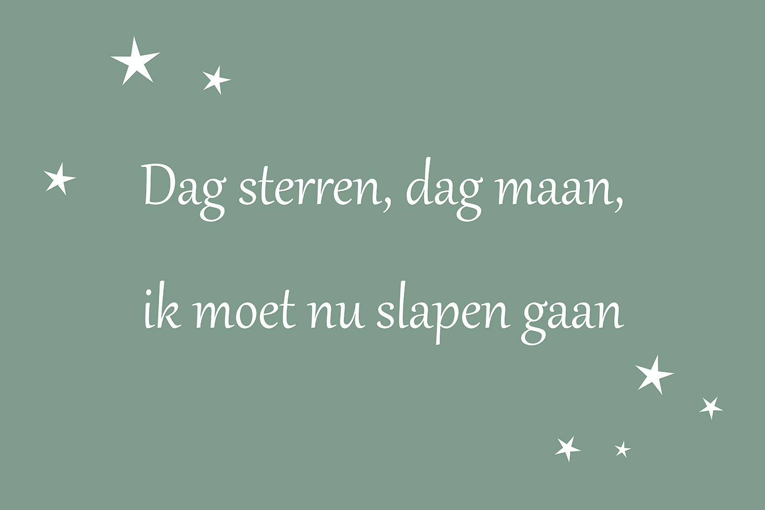 Dag sterren, dag maan op canvas groen