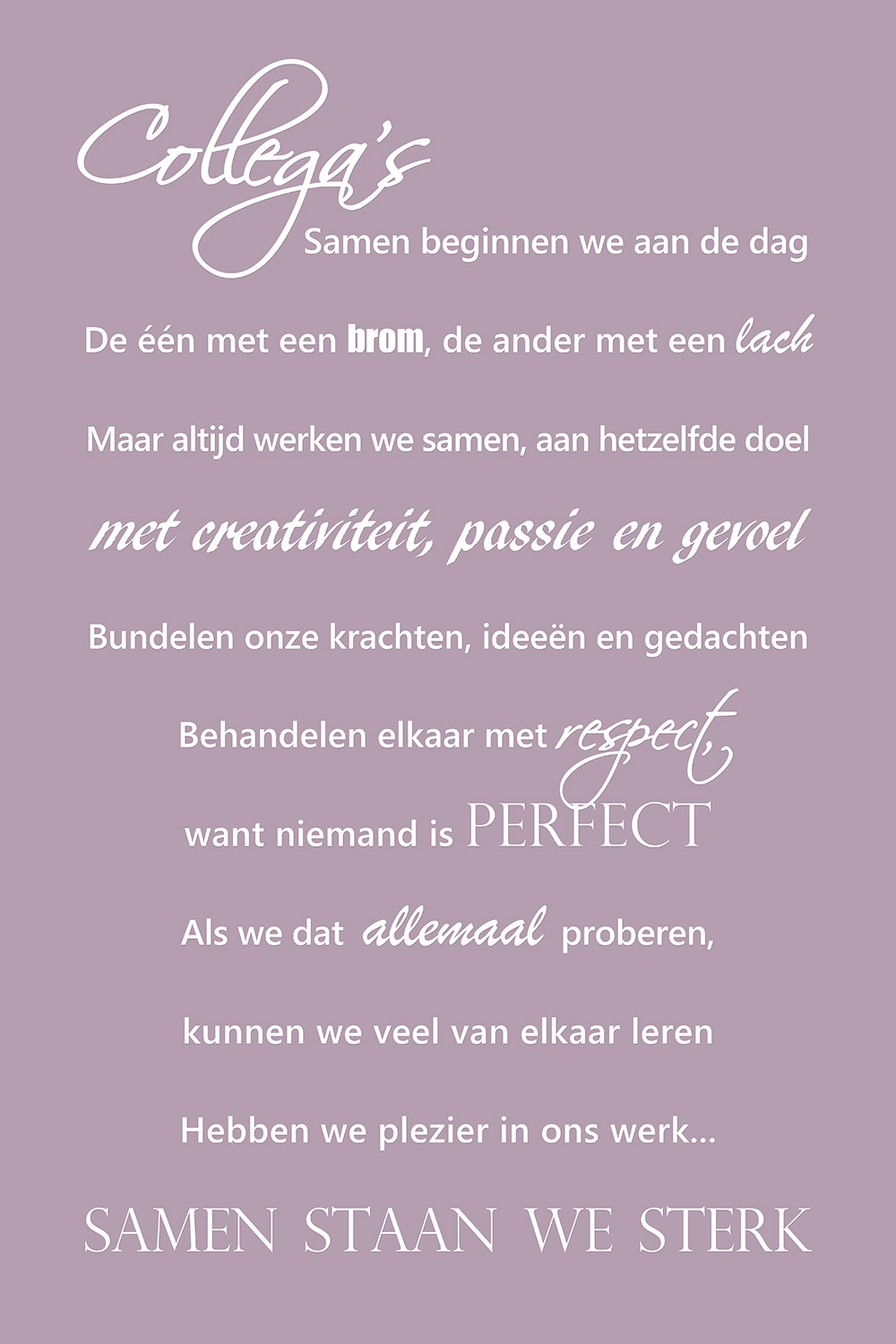 Collega's op canvas paars