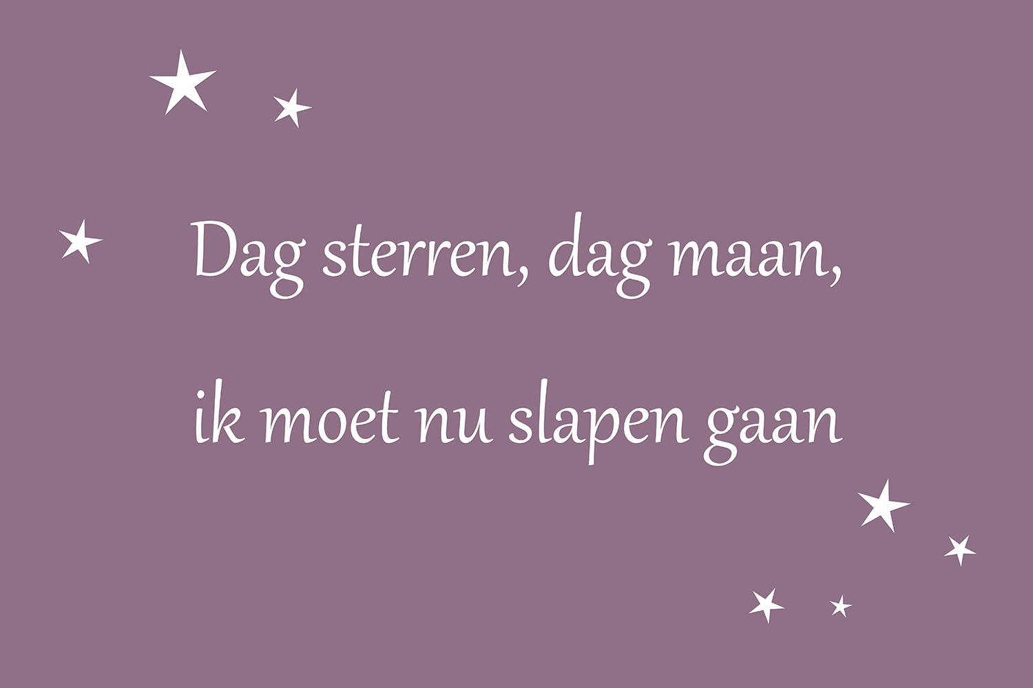 Dag sterren, dag maan op canvas paars