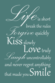 Life is short op canvas groen