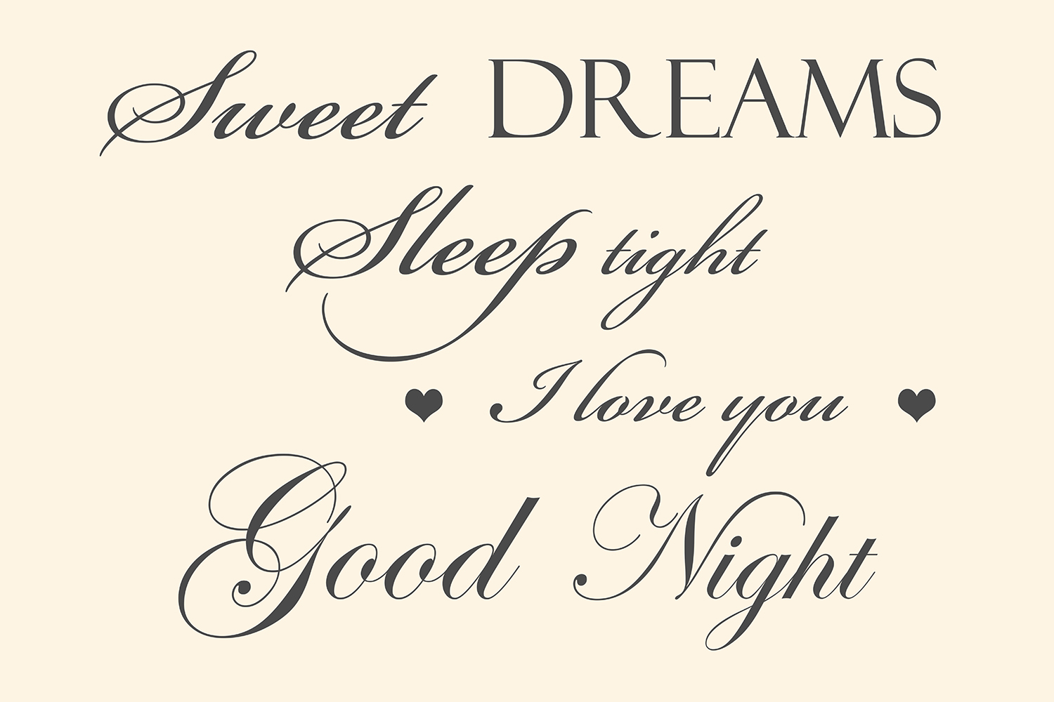 Sweet dreams op canvas wit