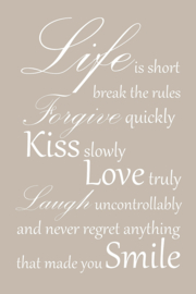 Life is short op canvas