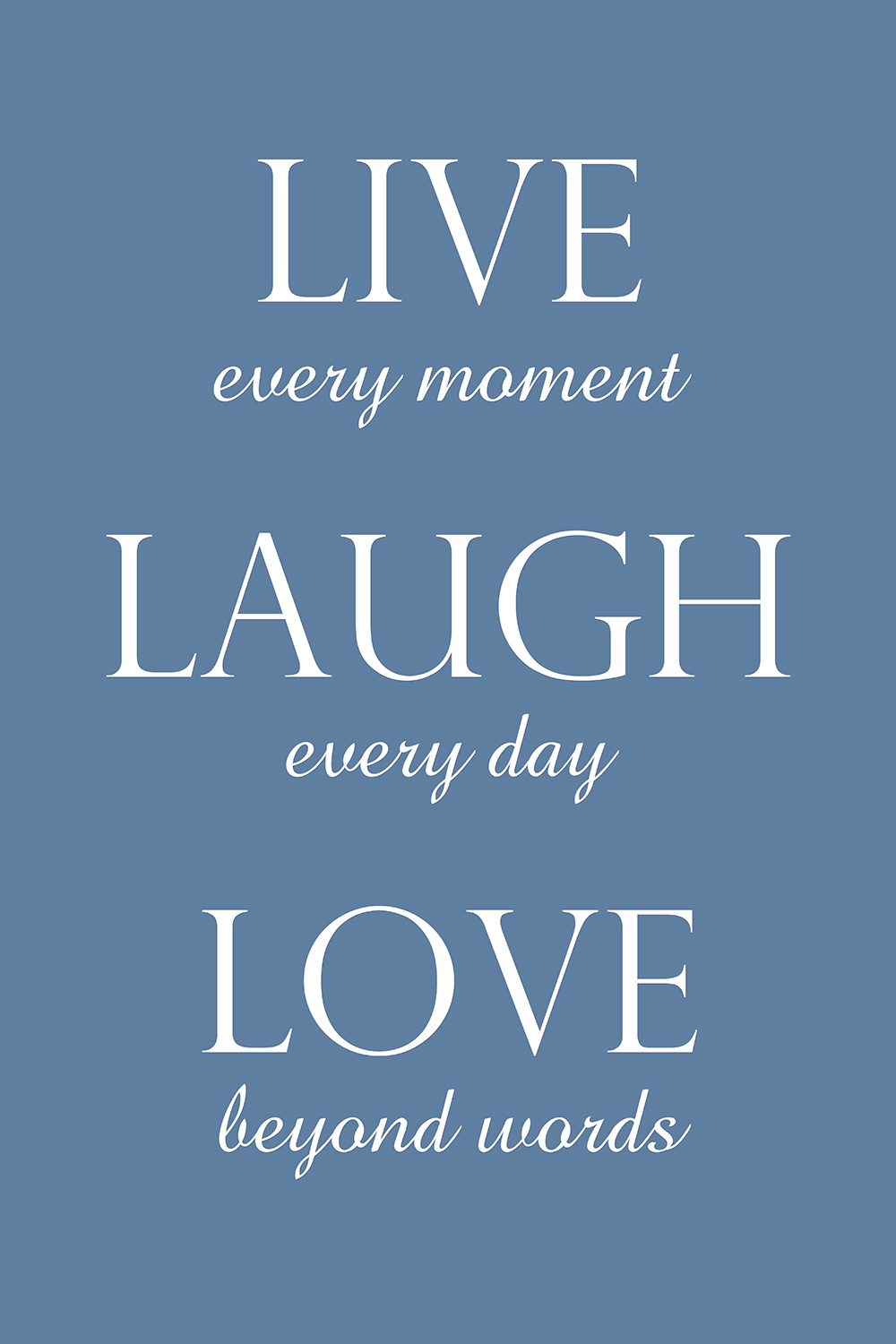 Live laugh love op canvas blauw