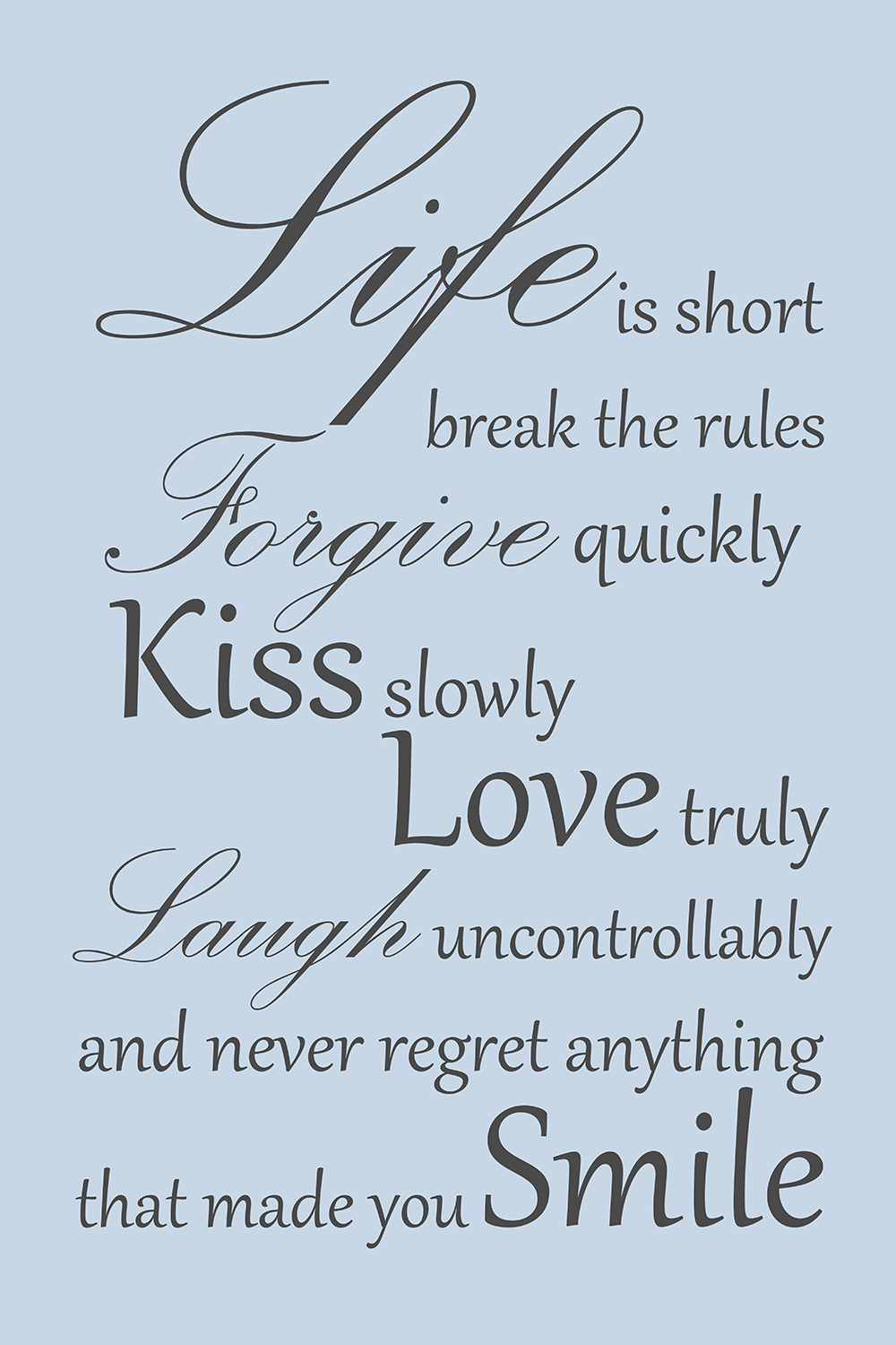 Life is short op canvas blauw