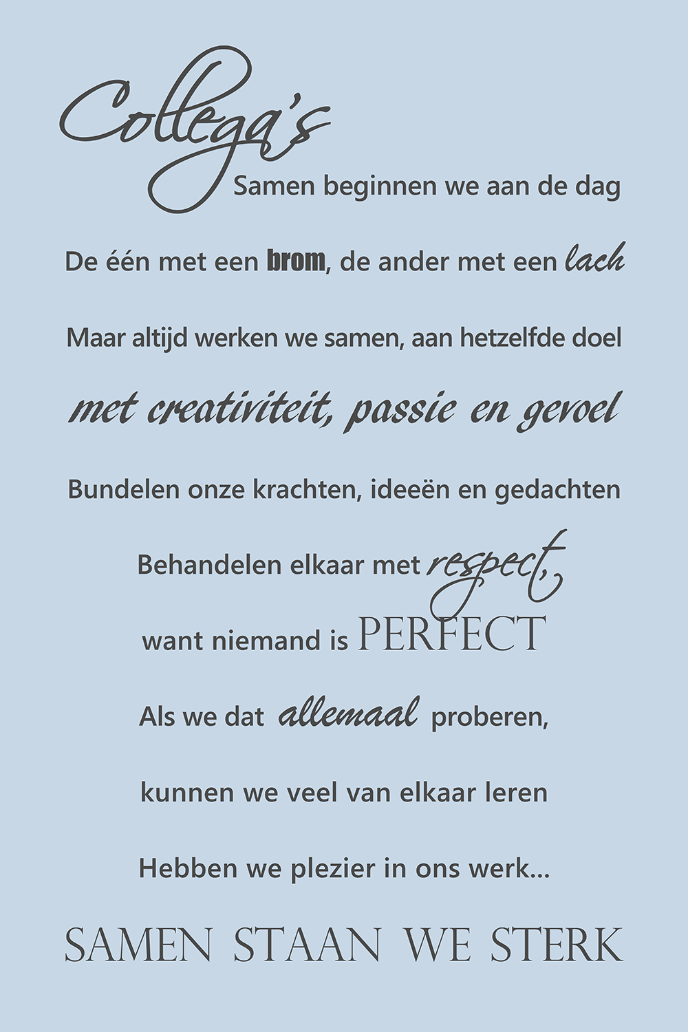 Collega's op canvas blauw