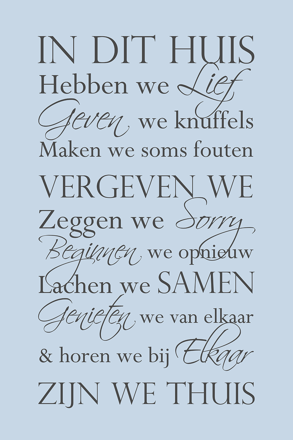 In dit huis op canvas blauw