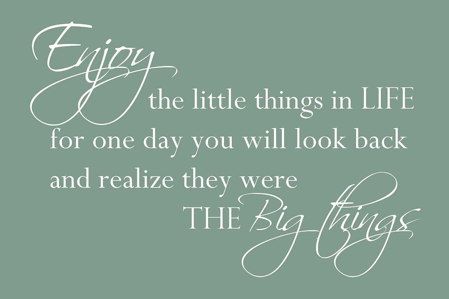 Enjoy the little things op canvas groen