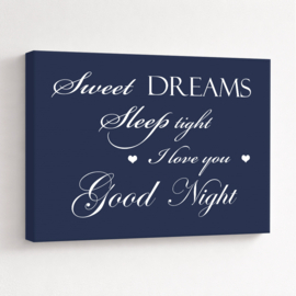 Tekst op canvas nachtblauw