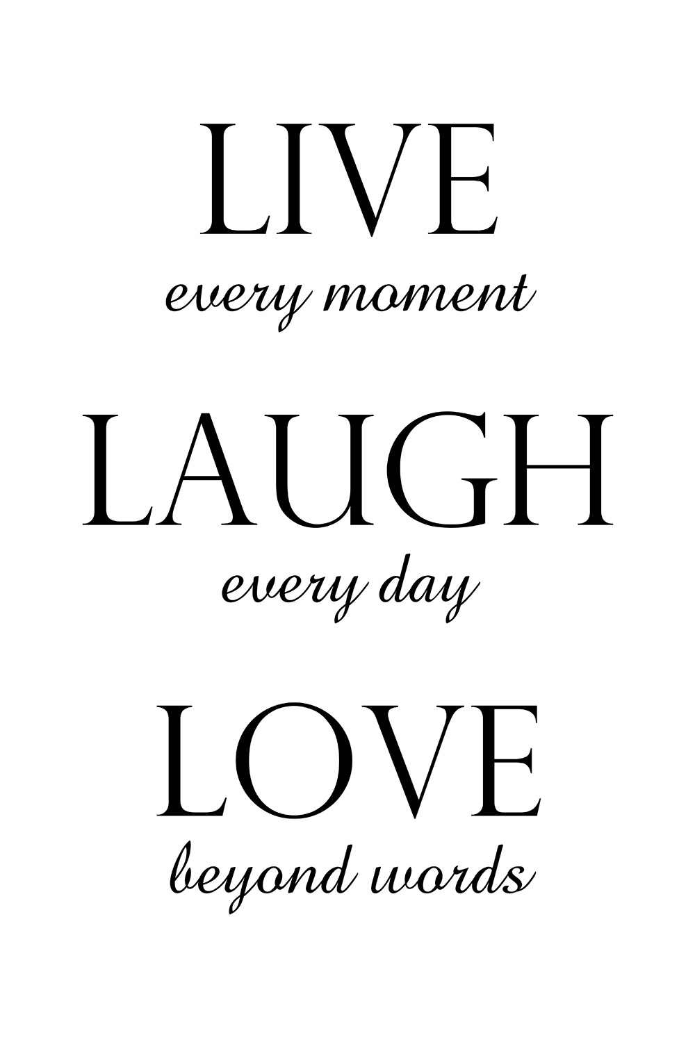 Live laugh love op canvas wit