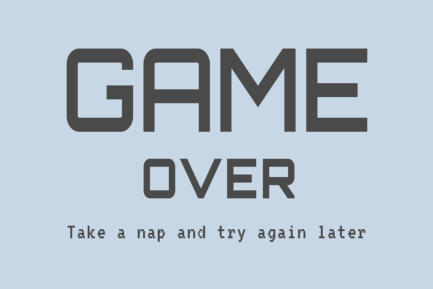 Game Over op canvas blauw