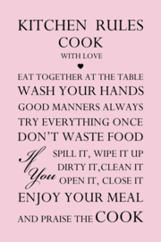 Kitchen rules op canvas roze