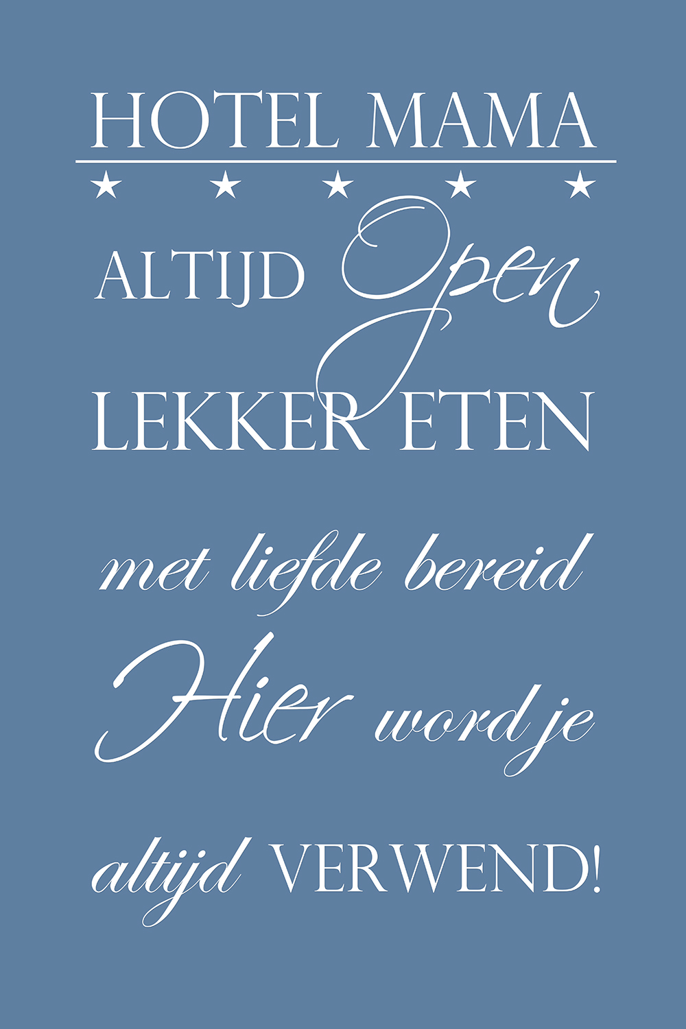 Hotel Mama op canvas blauw