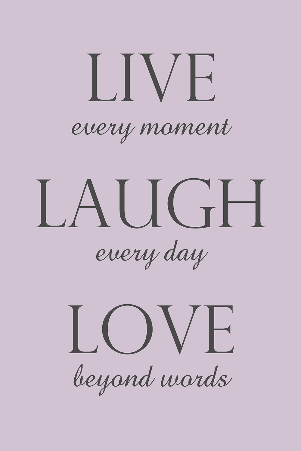 Live laugh love op canvas paars