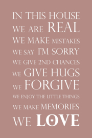 Tekst op canvas oudroze