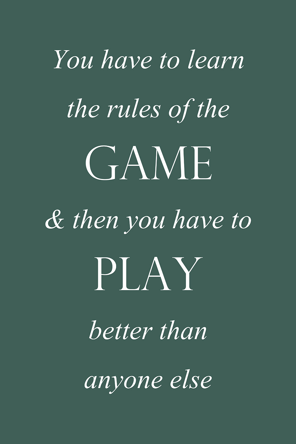Rules of the game op canvas groen
