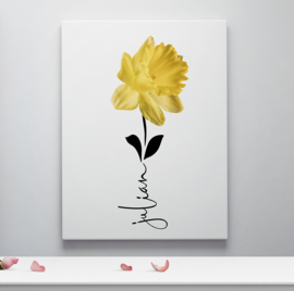 Geboortebloem maart op canvas